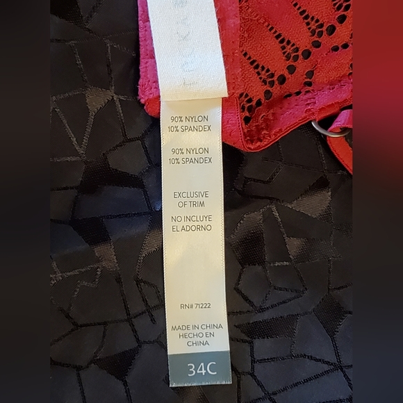 Lucky Brand Bra 34-C Red Lace Push-up Lined Underwire EUC - Picture 7 of 8